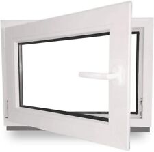 Ventana de sótano ventana de plástico ventana de garaje en inclinación giratoria 2 compartimentos acristalados blanco