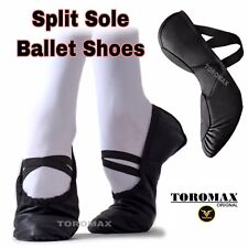 Zapatos de ballet, SUELA DIVIDIDA Zapatos de baile de cuero negro, tallas para niños adultos