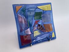 Plato/barrita cuadrado de vidrio fundido - mosaico multicolor estilo Murano vintage