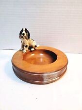 Cenicero vintage Art Deco hierro fundido perro madera baratija hound beagle 