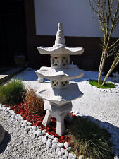 Linterna de piedra 80 cm 'Pagoda 3' en gris claro jardín estanque terraza koi
