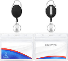 Carretes de insignia retráctiles con portatarjetas de identificación horizontales transparentes (3,6 X 2,3 pulgadas, 2