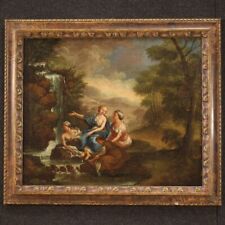 Pintura mitológica óleo lienzo antigua baño de Diana paisaje cuadro siglo XVIII