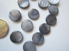 Perlas concha natural botón 12,5 mm X 15 UNIDADES gris negro abalorios