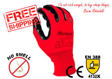24 pares de guantes de trabajo rojos de nailon recubiertos de nitrilo premium constructores empuñadura de jardinería