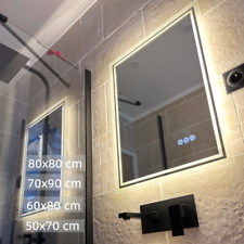 Espejo de pared regulable LED iluminación espejo de baño táctil 3 color luz sin niebla 50-90