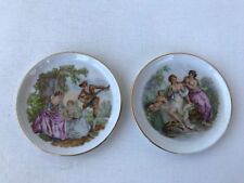 2 Vintage Furstenberg Germany collector dish plates romance cherub ladies scene