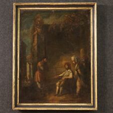 Pintura antigua siglo XVII oleo lienzo Parabola del labrador infiel cuadro