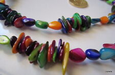 Perlas concha natural colores vivos hilo de 87 cm collar de varias vueltas