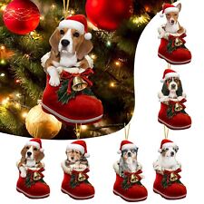 Botas de Santa Divertidas Navidad Perro Acrílico Adorno Navidad Perros Adorno