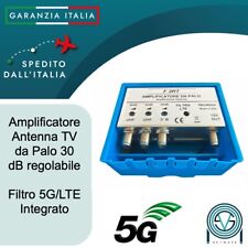Amplificatore antenna TV 30 dB 2 ingressi UHF+1 VHF Filtro LTE/5G da palo