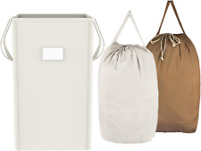 Cesta de lavandería plegable plegable con 2 bolsas de ropa lavables blanco crema NUEVO