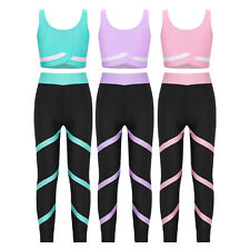Ropa deportiva para niñas para correr trajes de entrenamiento Junior Outfits color de contraste gimnasio yoga