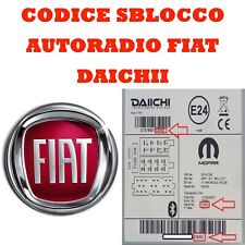 CODICE SBLOCCO AUTORADIO DAIICHI FIAT LANCIA CITROEN Fiorino Ypsilon Radio Code