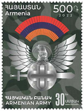 Armenia 2022 Estampilla Estampada Estampilla Inusual Mi 1268 30o Ejército con Lámina Plateada