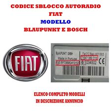 CODICE SBLOCCO AUTORADIO BLAUPUNKT E BOSCH PER FIAT LANCIA E ALFA ROMEO