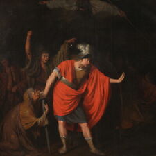 Cuadro antiguo pintura al oleo sobre lienzo Macbeth profecias de las brujas 800