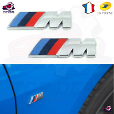 lot 2 Badge Logo Ailes Coté BMW M Sport Chrome 45 mm Embleme serie 4.5x1.5 gris