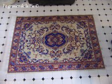 tapis persan miniature bleu crème pour maison de poupées échelle 1/12 15.5x9.5cm
