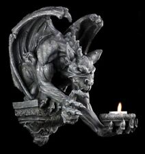 Gárgola Candelabro de Pared - Figura Candelero Gothic Fantasy Decoración Dragón