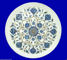 Plato de mármol blanco para servir, plato de lapislázuli con incrustaciones...