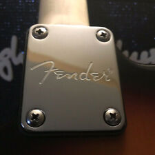 Mástil para guitarra eléctrica Fender Strat Tele placa plateada grabado logotipo de guardabarros