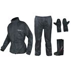 Waterproof Motorcycle Motorbike 4 pc Rain Suit Jacket Trousers Gloves Boots