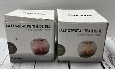 Soporte de luz de té de sal del Himalaya - Paquete de 2 - Blanco