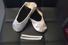 Zapatos de ballet de suela completa satén blanco - todas las tallas