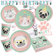 PERRO + GATO - Vajilla decoración perros gatos fiesta niños cumpleaños juego de regalos