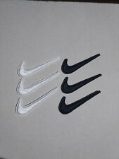 Lote 6 Parches bordados Termoadhesivos 5/1,5 cm estilo Nike Blanco y Negro