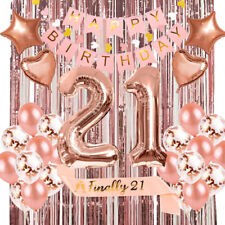 Suministros de decoración de fiestas de cumpleaños 21 40 piezas globos de oro rosa telón de fondo