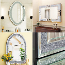 Espejo de cristal brillo pedrería diamante decoración de pared salón espejo de pared moderno 