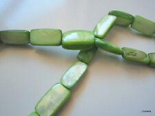 Perlas concha natural rectángulo hilo 39 cm y 28 unidades verde abalorios