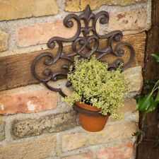 Soporte de maceta como antiguo, soporte de pared de flores de hierro fundido, colgante de maceta en marrón