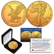 2023 1 oz 999 moneda de plata fina American Eagle de $1 oro dorado de 24 K con caja y certificado