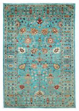 Alfombra de área sultán turquesa 7x10 pies alfombra bidjar oriental tribal anudada a mano afgana