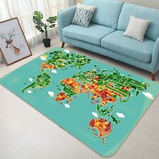 Alfombra antideslizante 3D árboles verdes dormitorio 461NA mapa del mundo alfombra redonda elegante Fay