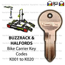 BUZZRACK o HALFORDS Bike Rack llave cortada a código K001 a K010 BUZZ RACK 
