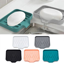 Soporte de jabón de silicona bandeja jabón plato caja drenaje para baño cocina autodrenaje