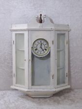 Antiguo Vitrina Hängeschränkchen Con Ancla Reloj - Madera Vidrio - Vintage Um