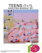 Single Bed Kids Bedsheet Set | Awesome Cartoon Design | Teens Bedsheet | E |