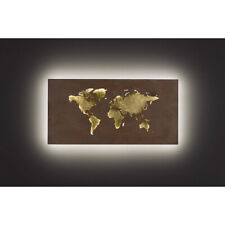 Lámpara de pared LED Wofi Linda 60x30 cm marrón oro mapa del mundo 26W 1700lm blanco cálido