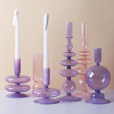 Vintage Glass Candle Holder Stand Mid Century Design Candlestick Wedding Crafts