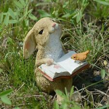 Estatua de conejo de lectura escultura de jardín estatuilla decoración del hogar regalos