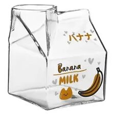 350ML Kawaii Square Milk Carton Glass Cup Heat Resistant Cute Strawberry9322