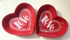 Cuenco de platos de caramelo en forma de corazón con 2 sellos ~ amor de cerámica decorativo de San Valentín