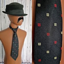 Corbata geométrica vintage en poliéster tergal negro AE36