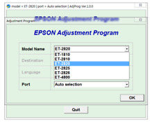 Reset Epson ET1810, ET2810, ET2820, ET2825, ET4800 contador de almohadillas de tinta de reinicio