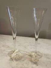 2 - Copas de flautas tostadas de cristal Princess House #431 champán para boda nuevas en caja